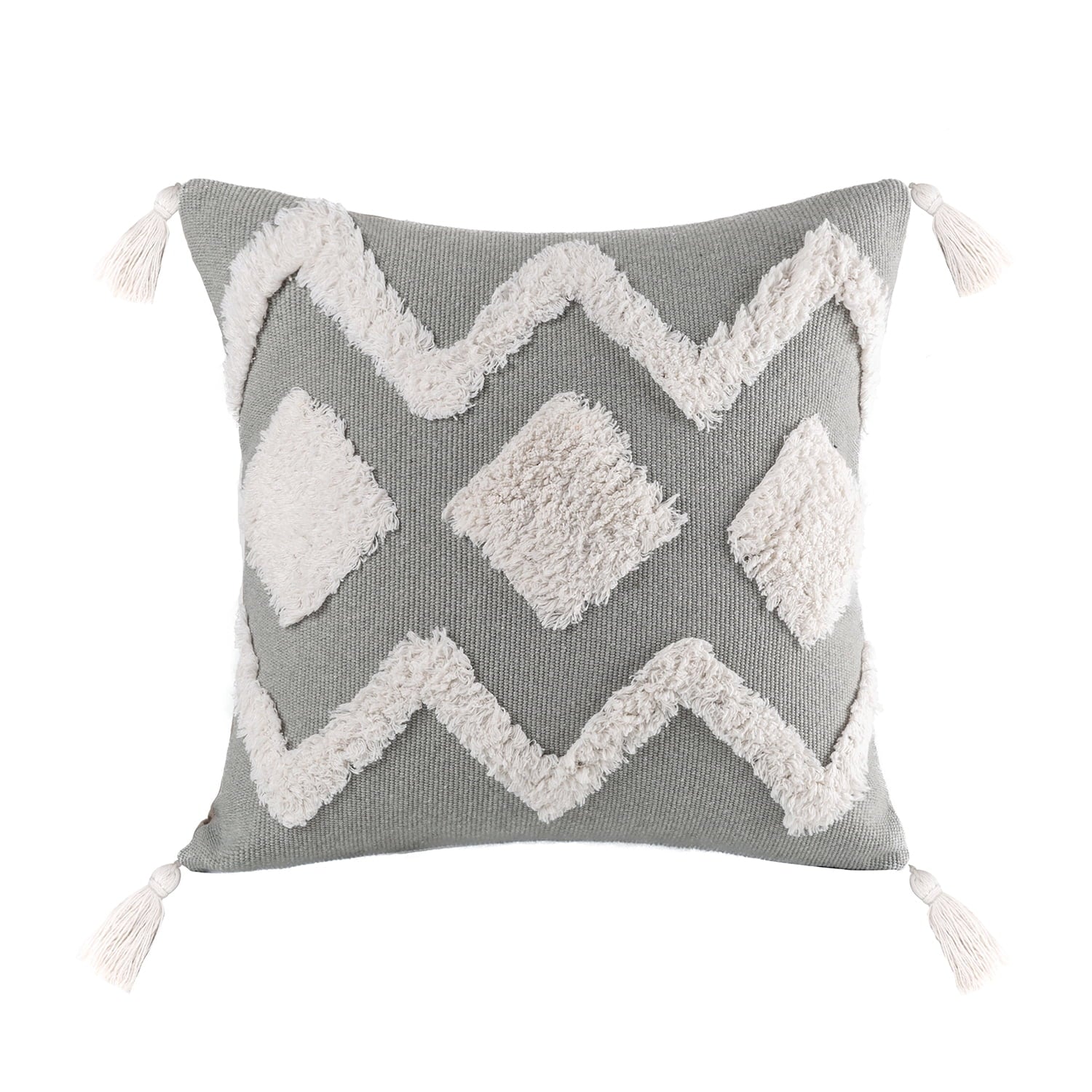 18" X 18" Bohemian Gray Weave Polyester, Cotton, Viscose Throw Pillow