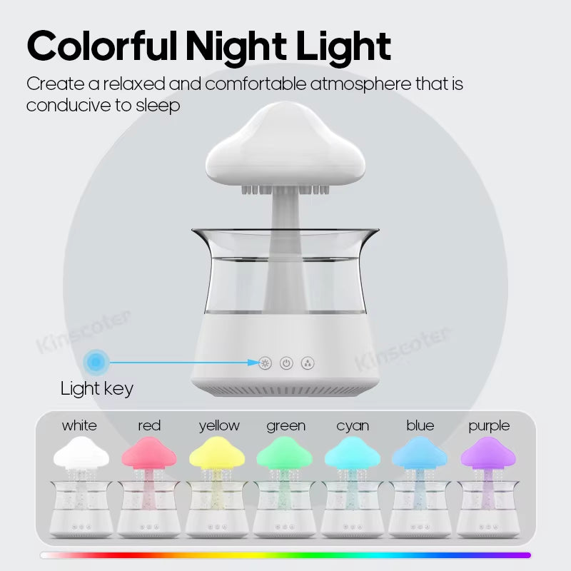 Rain Cloud Electric Air Humidifier 300Ml Aroma Diffuser Zen Rain Water Drops Colorful Night Light Humidifier for Home Gift