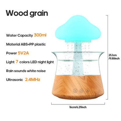 Rain Cloud Electric Air Humidifier 300Ml Aroma Diffuser Zen Rain Water Drops Colorful Night Light Humidifier for Home Gift