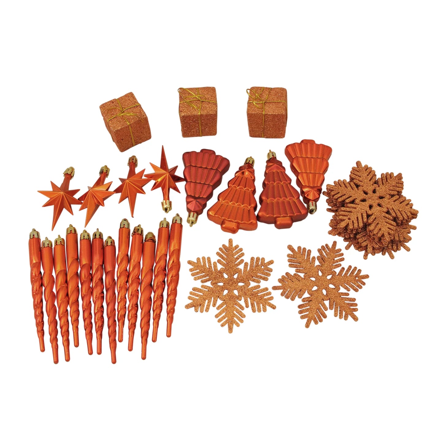 125Ct Shatterproof 4-Finish Christmas Ornament Set 5.5" - Orange