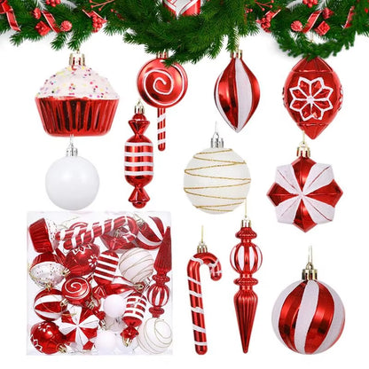 Candy Christmas Tree Ornaments Candy Canes Ball Pendants 24Pcs Shatterproof Aesthetic Vibrant Tree Christmas Tree Ball Ornaments