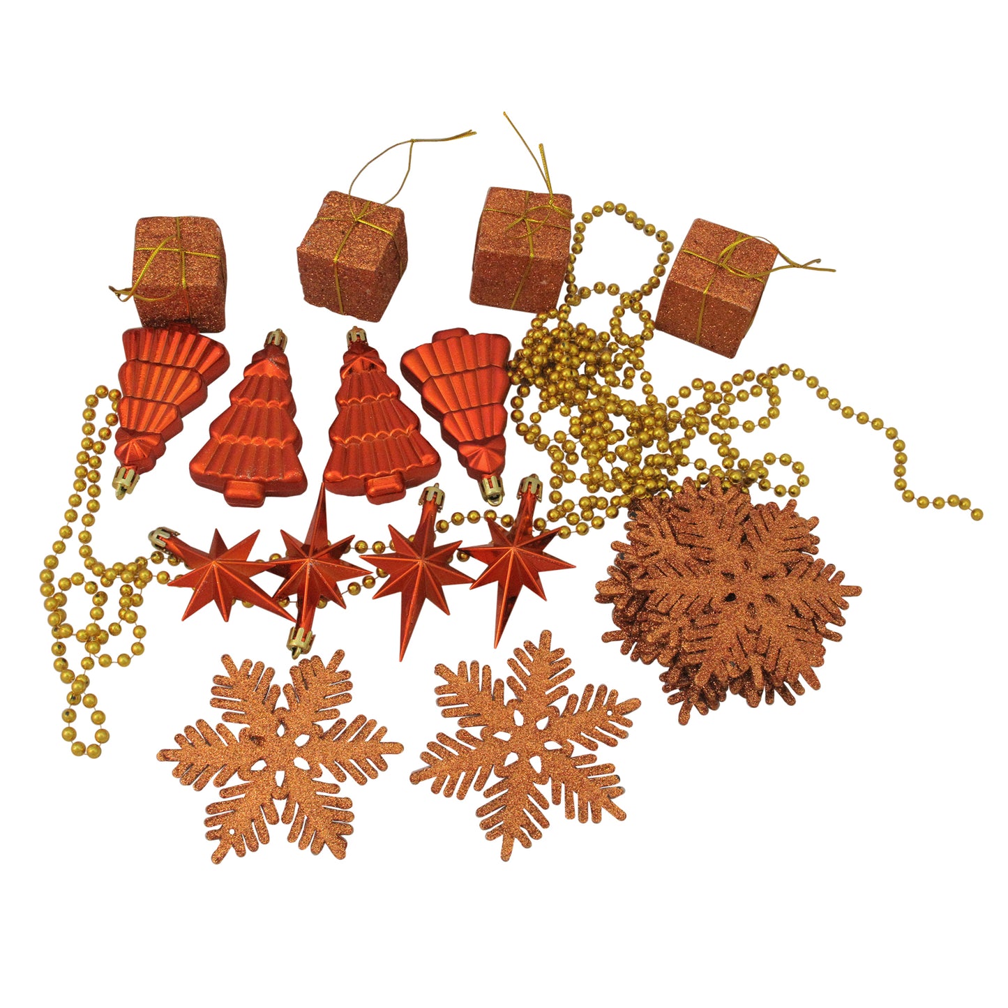 125Ct Shatterproof 4-Finish Christmas Ornament Set 5.5" - Orange