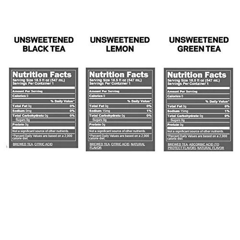 Unsweetened Real Brewed Iced Tea Variety Pack, Bottled Tea Drink, 18.5 Oz, 12 Bottles