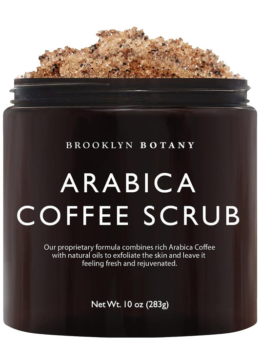 Dead Sea Salt and Arabica Coffee Body Scrub 10 Oz - Moisturizing and Exfoliating Body, Face, Hand, Foot Scrub - Fights Stretch Marks, Fine Lines, Wrinkles - Great Gifts for Women & Men