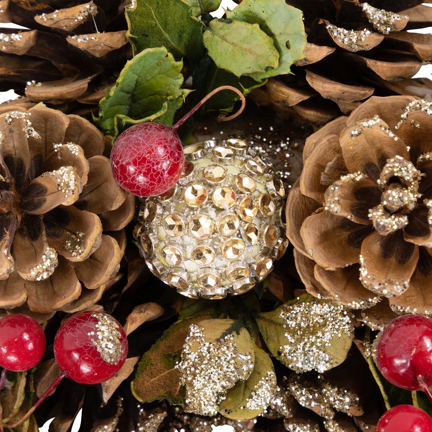 Glittered Pine Cone and Berry Artificial Christmas Wreath, 12-Inch, Unlit